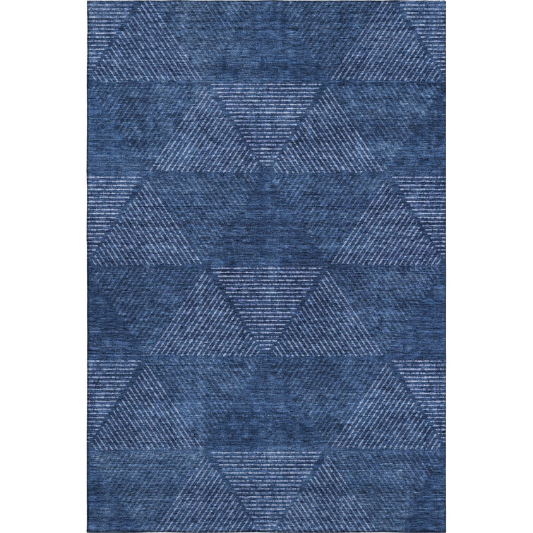 Premium Machine Washable Prisco Navy Rug