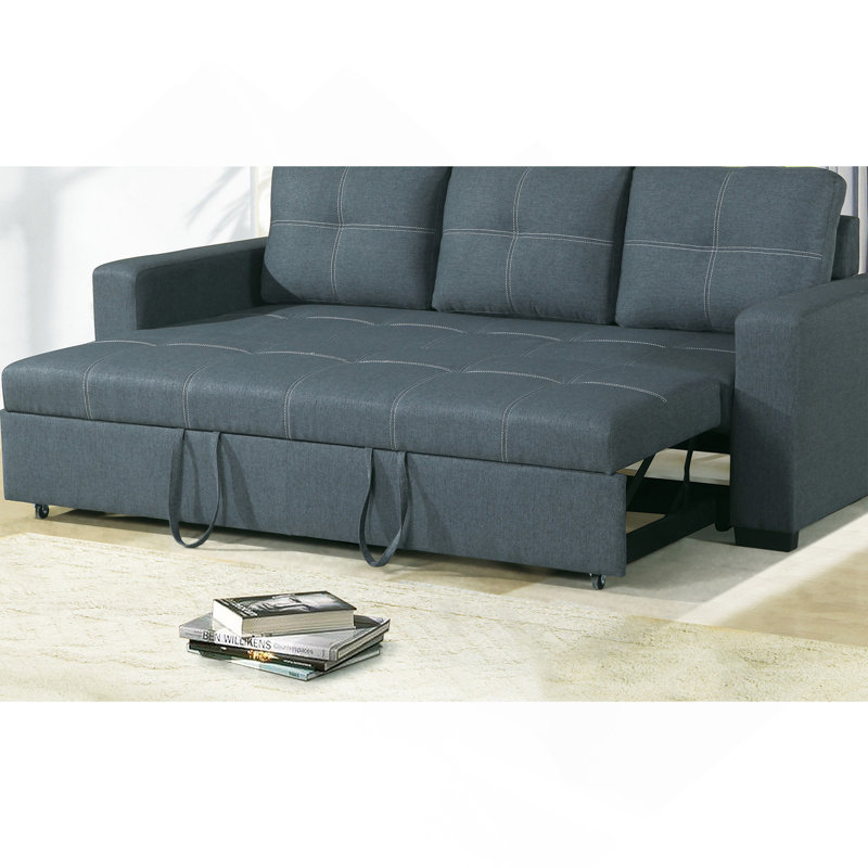 Canapé-lit convertible en polyfibre bleu gris