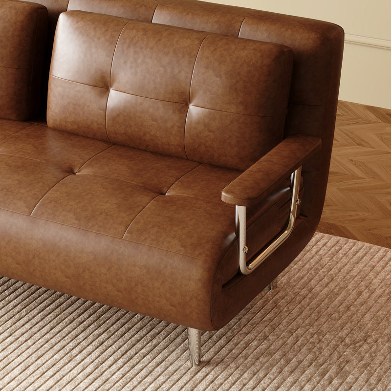 Canapé-lit convertible 70,86 po moderne en cuir ciré à l'huile pour un salon ou un appartement