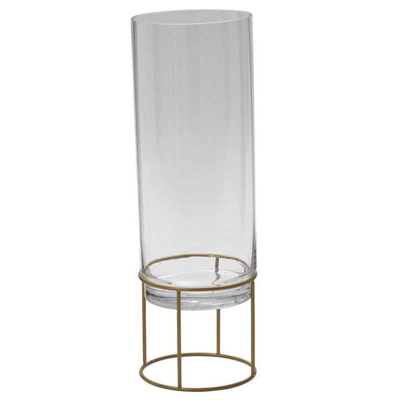 Hane Handmade Glass Table Vase, 15.25" H x 5" W x 5" D