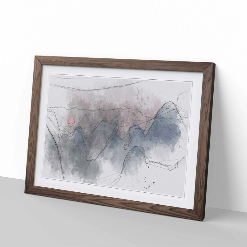 Behind the Mountains in China in Abstract - Picture Frame Graphic Art Print, Walnut Framed, 36cm H x 48cm W x 2cm D