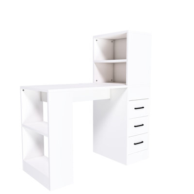 Bureau blanc avec 41 douilles et 3 tiroirs coulissants pour plus de confort