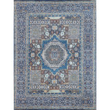 Hand Knotted Wool Area Rug in Navy And Blue