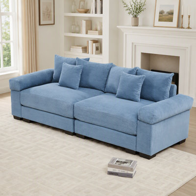 Canapé d'angle modulaire surdimensionné Cloud de 92 pouces avec tissu en velours côtelé, accoudoirs extra-larges et design ergonomique pour un confort et un style ultimes