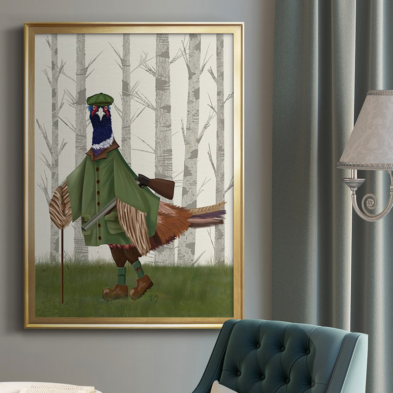" Pheasant Shooting Party 6 ", Gold, 24.5" H x 18.5" W x 1" D