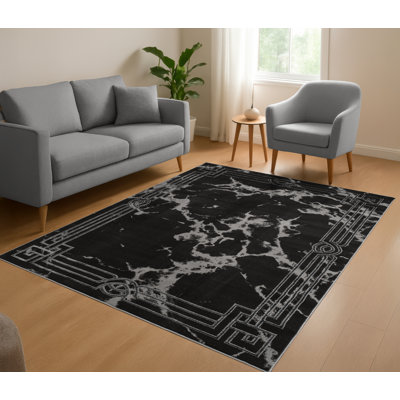 Monaco Series Abrstract Black/Gray/Ivory/Beige Area Rug