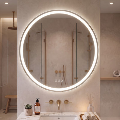 Miroir de salle de bain à DEL 28 po x 28 po à intensité variable sans cadre