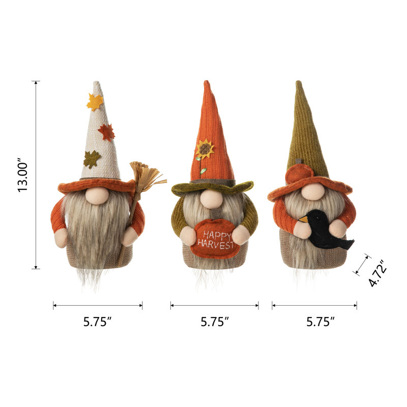 Ensemble de 3 gnomes décoratifs d'automne