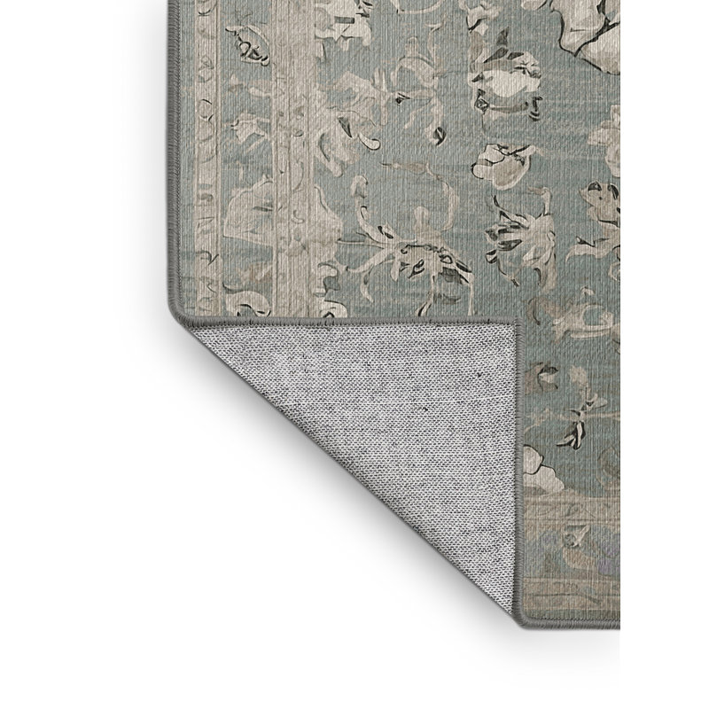 Machine Washable Gray Area Rug, Round 5'