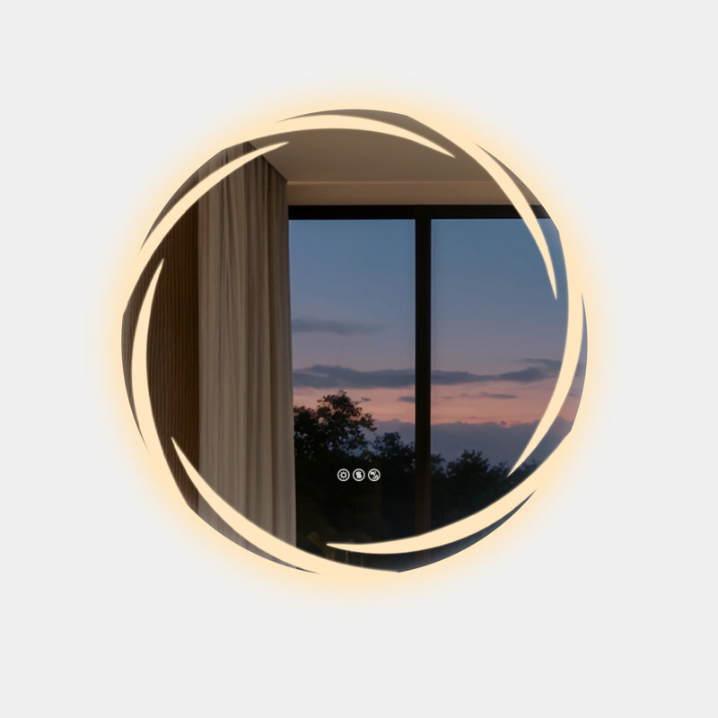 Round Led Round Bathroom Mirror With Bluetooth Dimmable Brightness Anti-fog Function