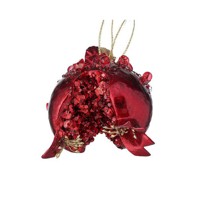 4.5" Heavy Jeweled Pomegranate/Leaf Ornament