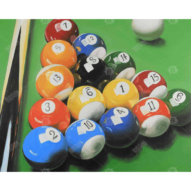 Pool Table with Ball Formation - Man Cave Hyperrealist Canvas