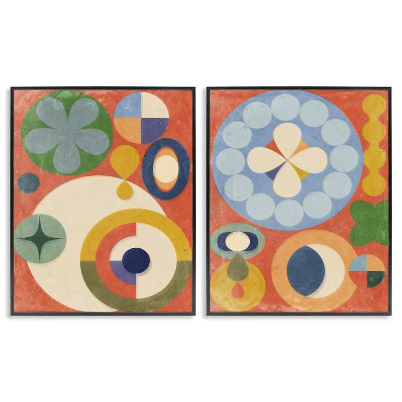  «Retro Mixed Boho Shapes 2 PC» par Victoria Barnes, H 30 po x l 24 po, Giclée encadrée noir minuit