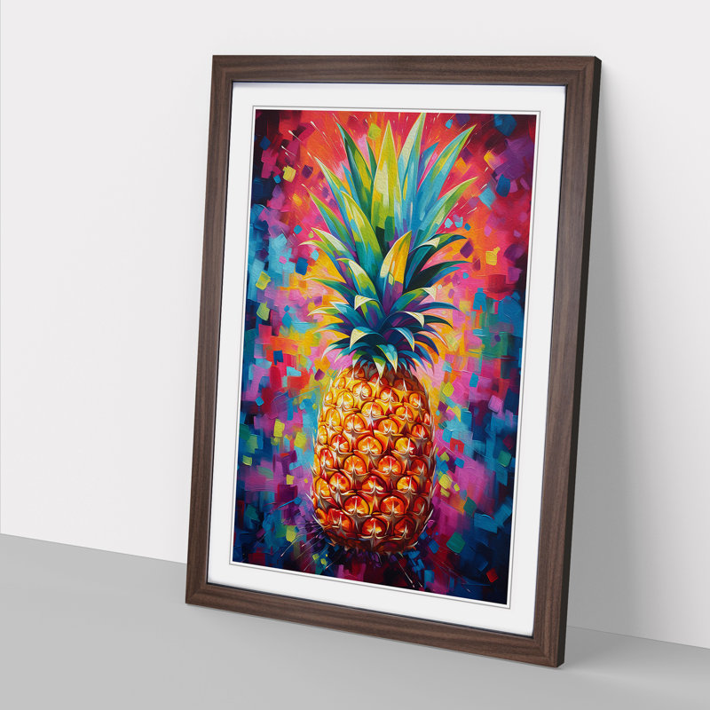 Pineapple Abstract No.2 - Single Picture Frame Print on Wood, Walnut Framed, 46cm H x 34cm W