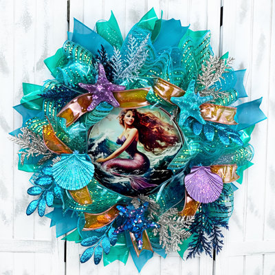 Mermaid Faux Stained Glass Wreath