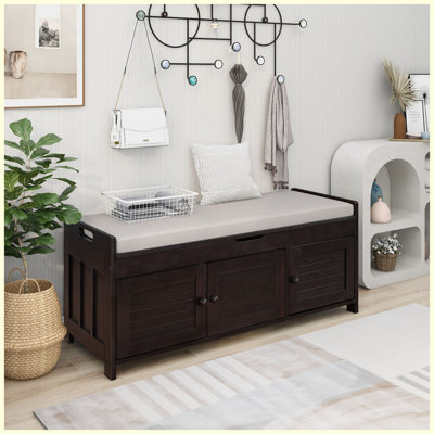Banc à chaussures avec coussin amovible et espace de rangement caché