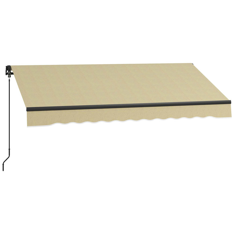 Outsunny Polyester Cover Retractable Patio Awning, Beige, Solid Color, 156" W x 59" D