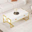 Table basse moderne moderne blanche avec 4 tiroirs et base dorée de 47,3 po-470532650