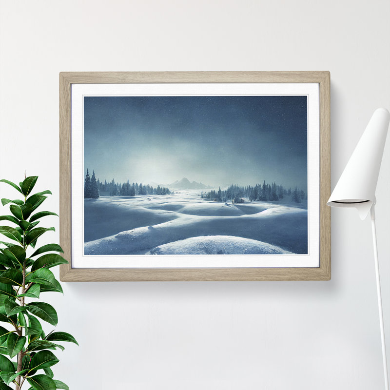 XH1022-10189X Winter Forest Landscape Vol.5 1 Piece Single Picture Frame Wall Art, 25cm H x 34cm W x 2cm D, Oak