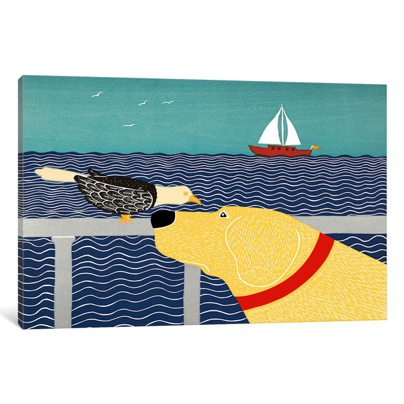 I See A Bird Yellow by Stephen Huneck - Wrapped Canvas Print, 66.04 cm H x 45.72 cm W x 1.91 cm D