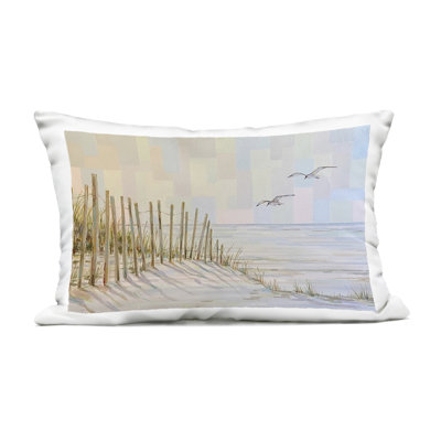 Tranquil Dunes Modern Coast Outdoor Printed Pillow design by Linda Sperruzzi