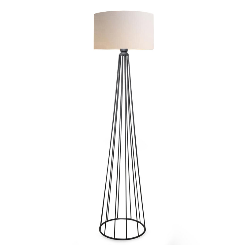 Lampe sur pied moderne, 100% métal, couleur crème, hauteur de 60,2 pouces | Douille E27, 40 W maximum | Capuchon en tissu élégant (8,3 po x 15 po) | Parfait pour le salon, la chambre à coucher ou le bureau - Conception élégante et originale