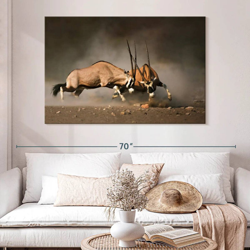 Dueling Gemsboks, 34" H x 51" W