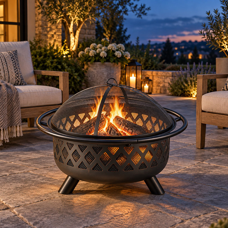 Round Charcoal and Wood Burning Fire Pit