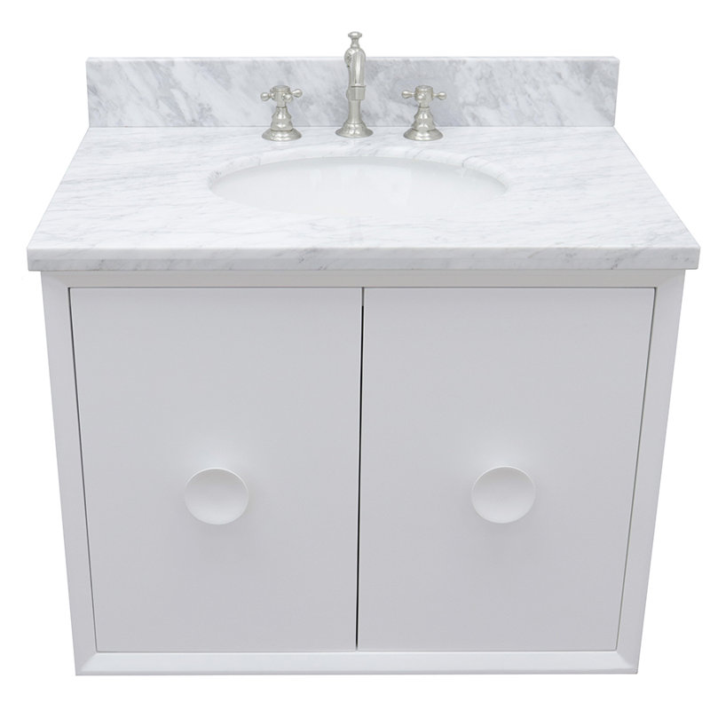 Crumley 31'' Single Bathroom Vanity with Top, White/White Carrara