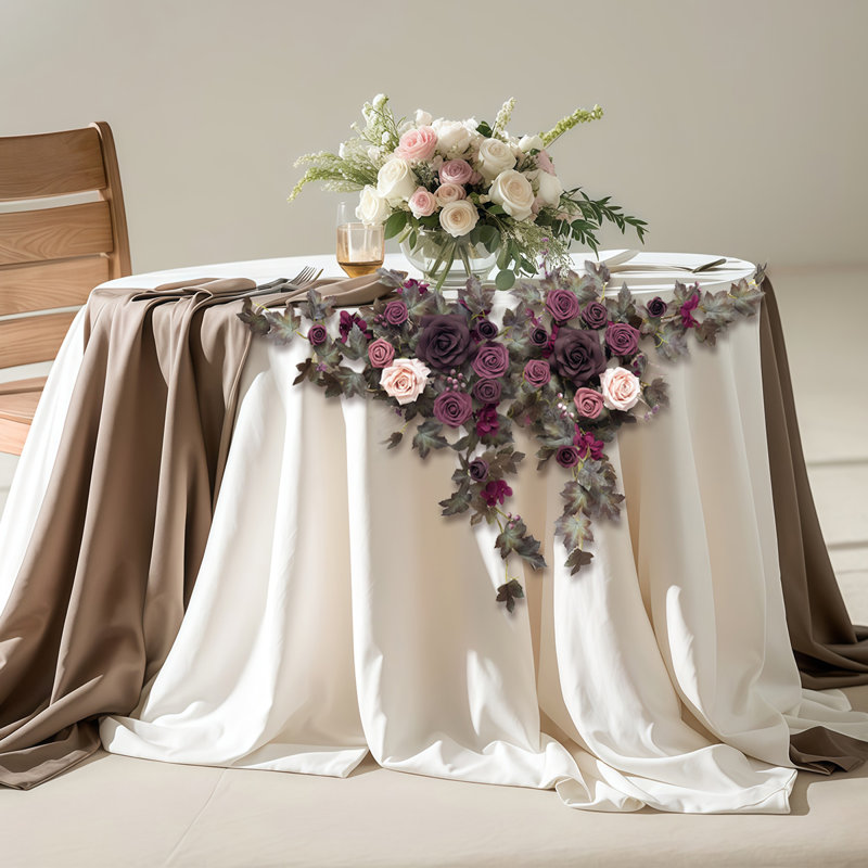 Guirlande florale prune foncée (2 pièces), 75 cm (29,5 pouces), pour arche de mariage ou décoration murale.