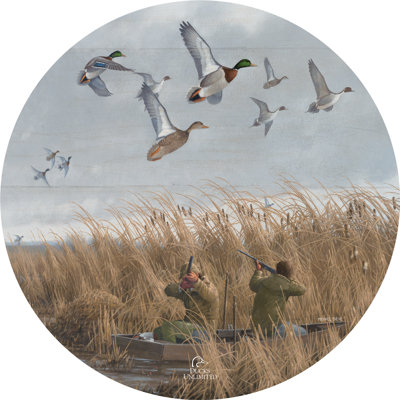 Canards colverts et canards pilets, panneau mural rond en bois de 53 cm (21 po)