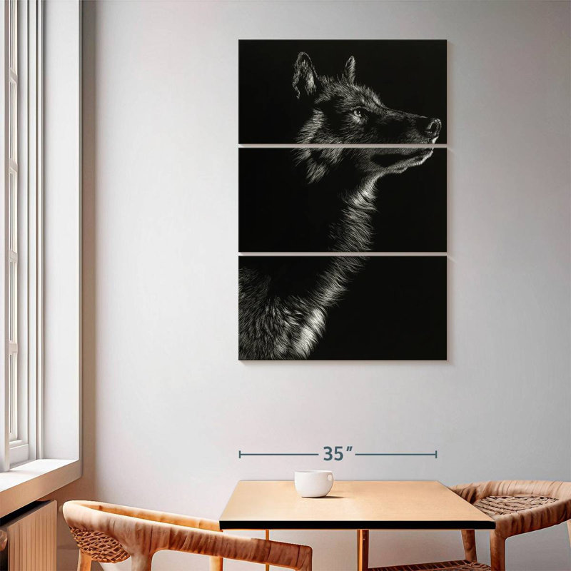 Brampt Scratchboard Wolf II, 65" H x 42" W
