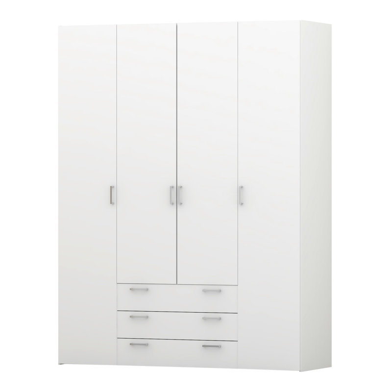 Orval 4 Door Manufactured Wood Wardrobe, White
