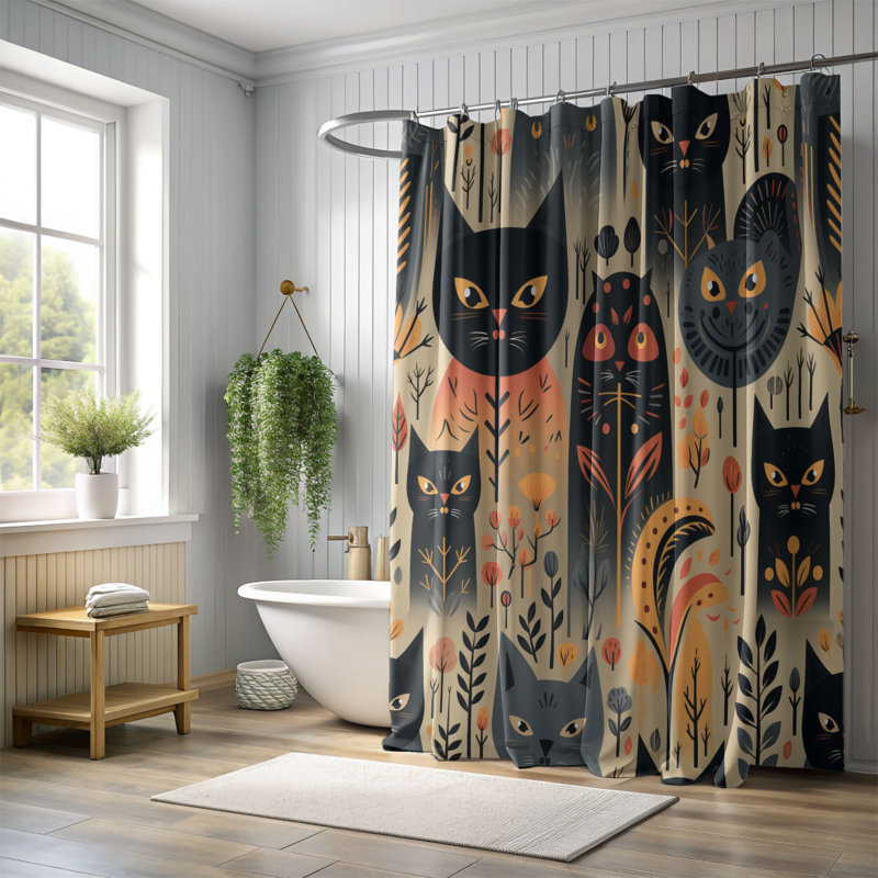 Rideaux de douche Eerie Kitties - Premium, H 74 po x l 71 po