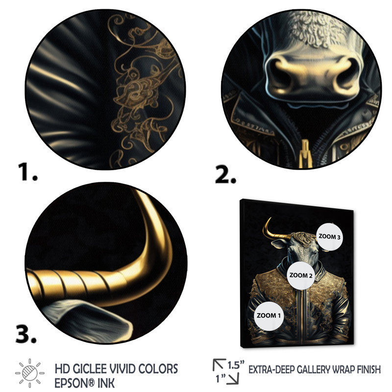 «Karlesha Bull With A Stylish Designeather», reproduction sur toile, H 32 po x l 24 po x P 1 po