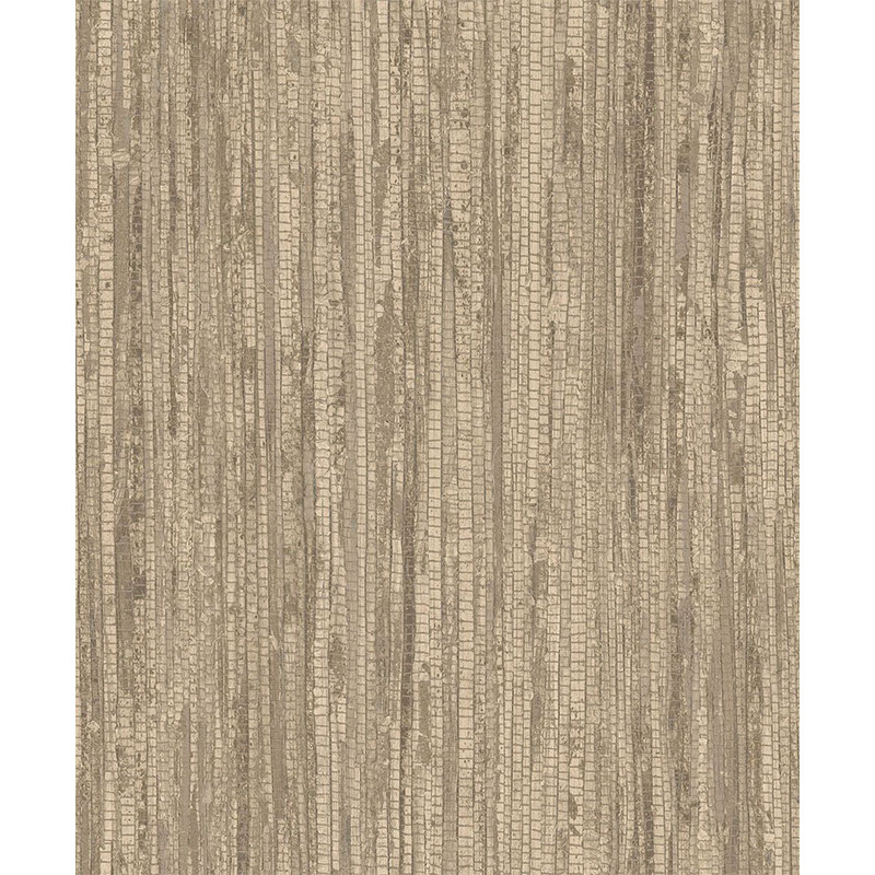 Rouleau de papier peint simili droit L 33 pi x l 21 po, Brun/jaune