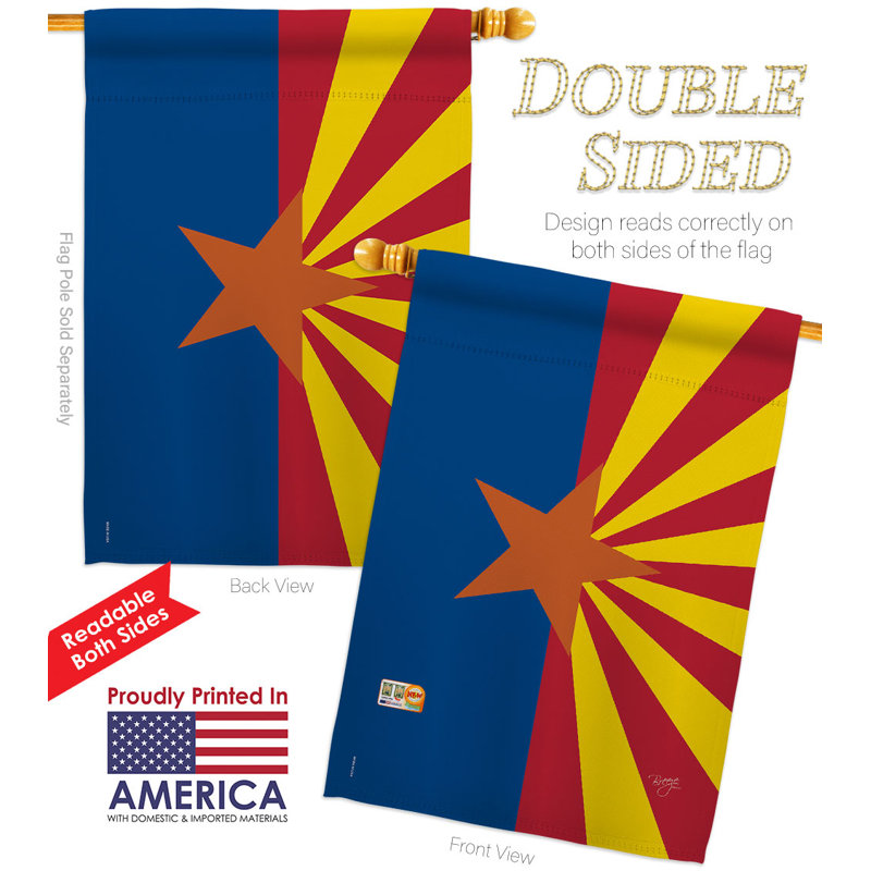 Drapeau de maison en polyester 3 faces 3 pi 3 po x 2 pi 3 pi Arizona State