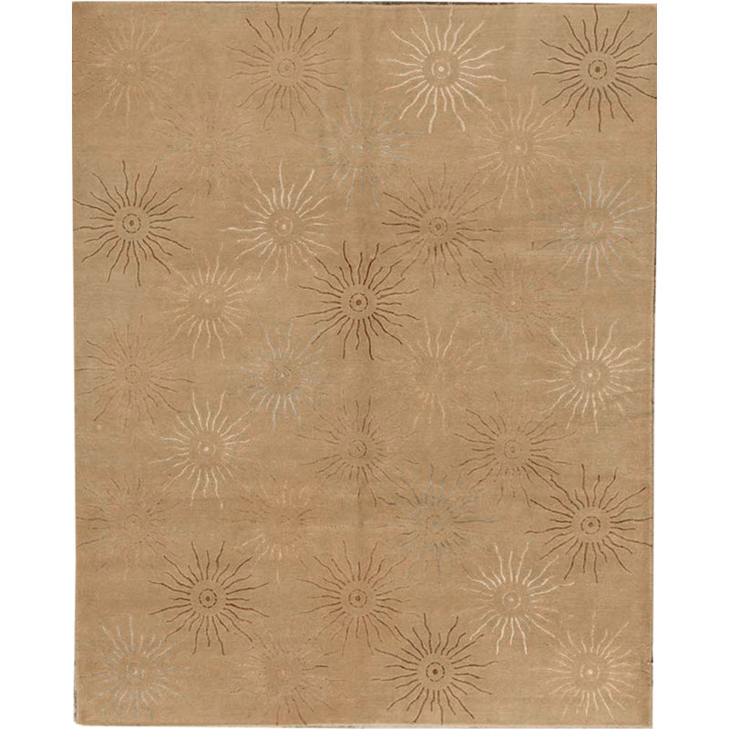 Wool Geometric Area Rug in Beige