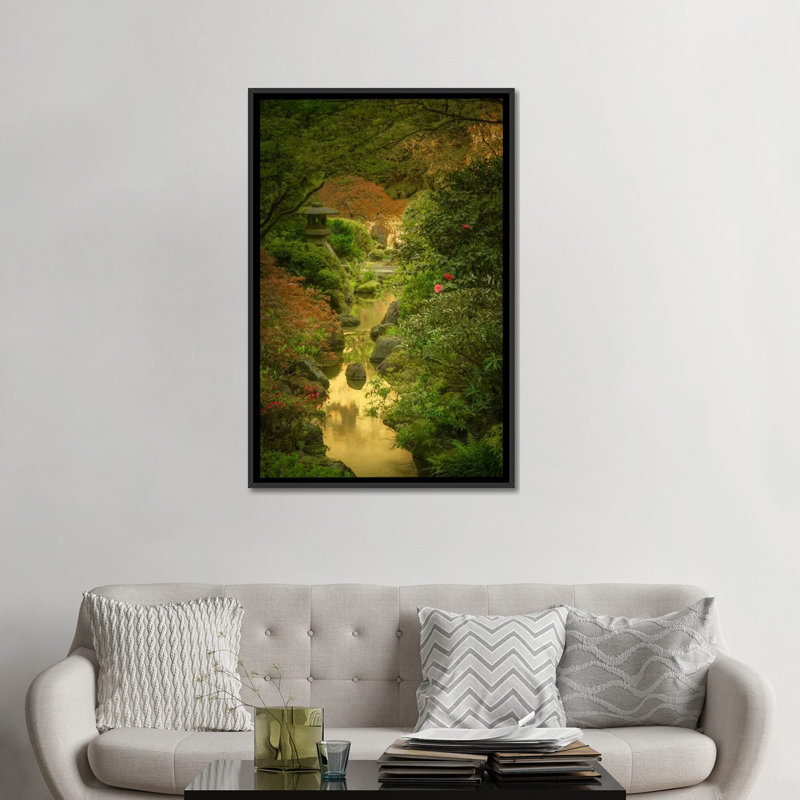 «Spring from the Moonbridge» par Don Schwartz - reproduction, Toile avec cadre noir, H 8 po x l 26 po x P 18 po, Pas de tapis