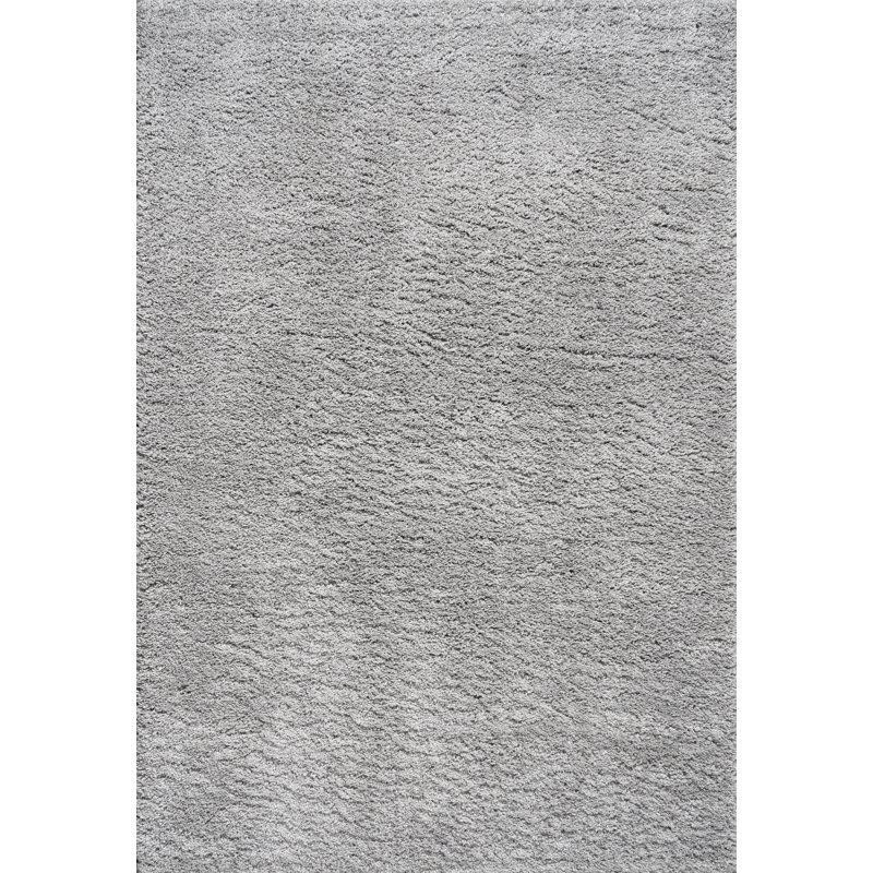 Collesse Solid Shag Light Gray Rug, Rectangle 3' x 5'