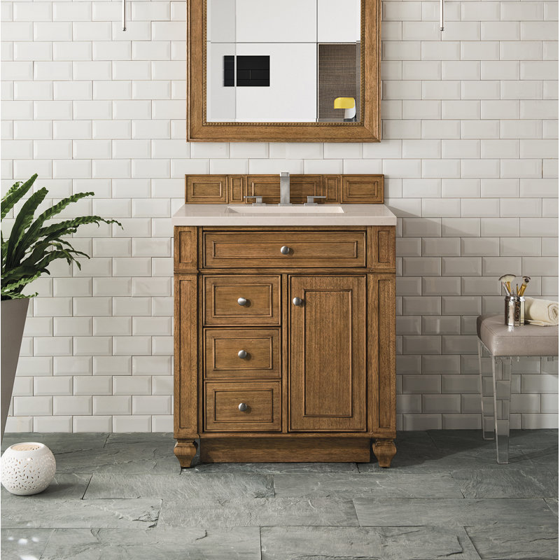 Bristol 30'' W Single Vanity, Carrara White, Saddle Brown, 8" Widespread