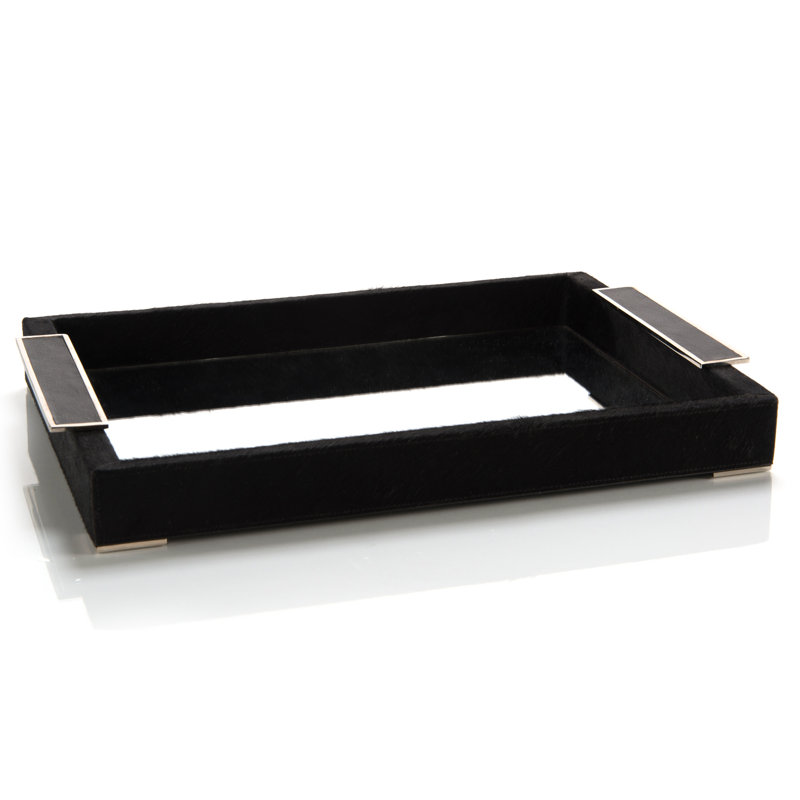 Black Leather And Mirror Tray