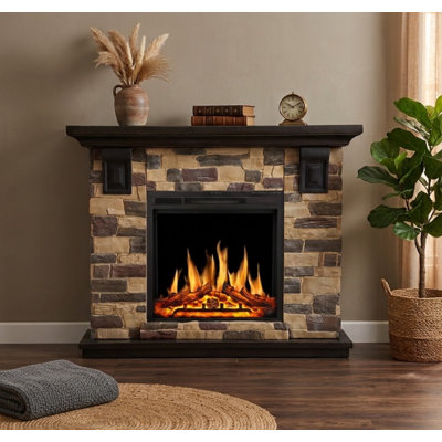 R.W.FLAME 50.59 " W Brown Electric Fireplace
