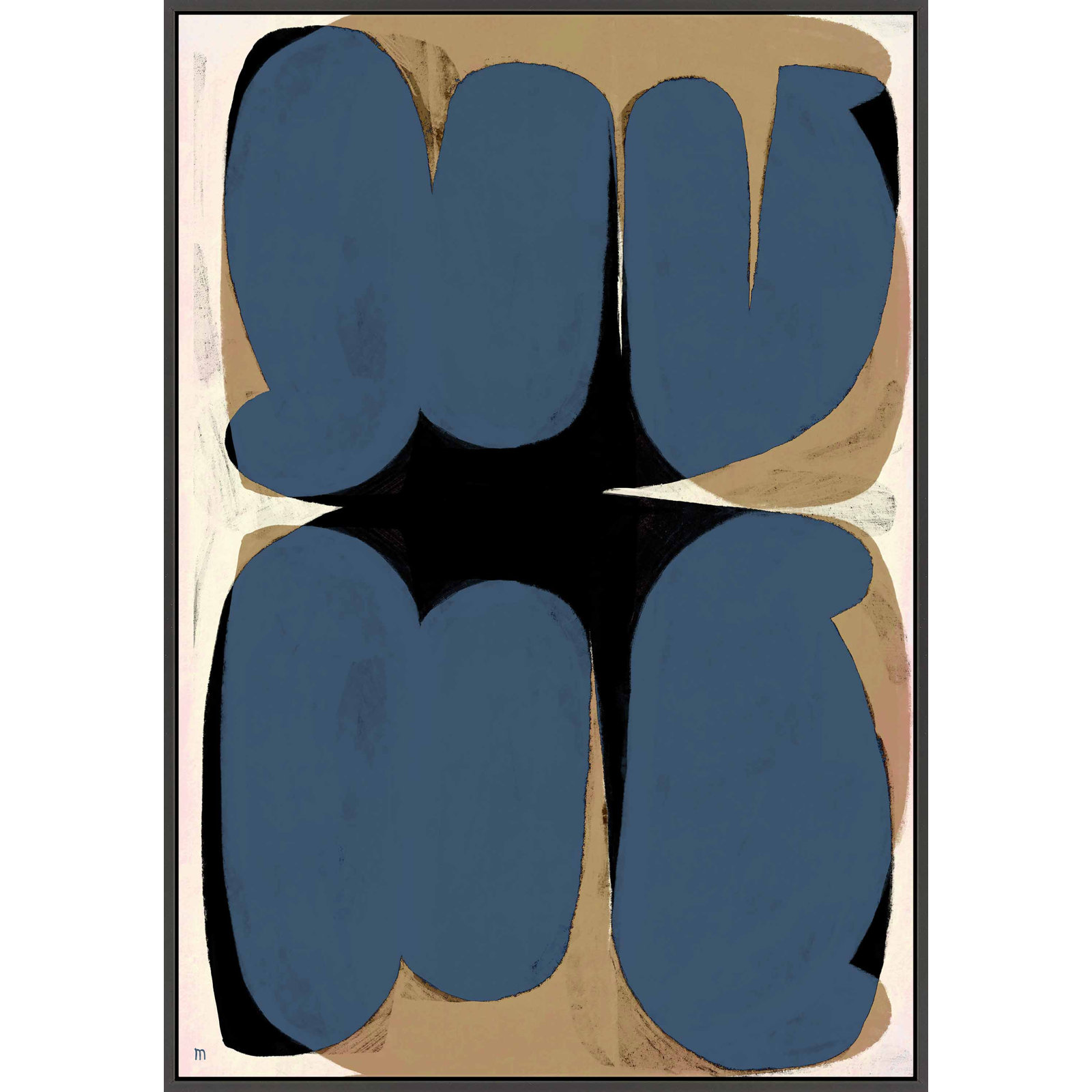 Forme Astratte by Marco Marella For Studio M, Black Single Structure Framed Canvas, 50" H x 35" W x 1.25" D