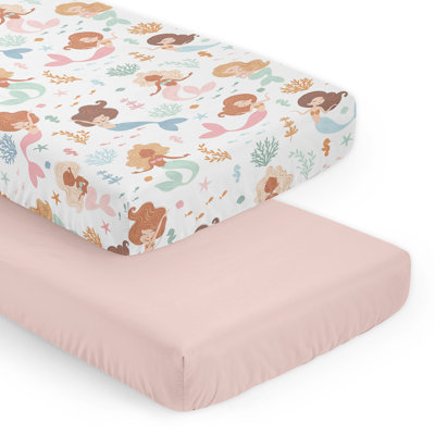 Ensemble de 2 draps-housses roses et bleus sirènes par Sweet Jojo Designs