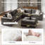 Repose-pieds surdimensionné moderne en mélange de duvet avec pieds en bois massif 43,5 po Gosport-121443287