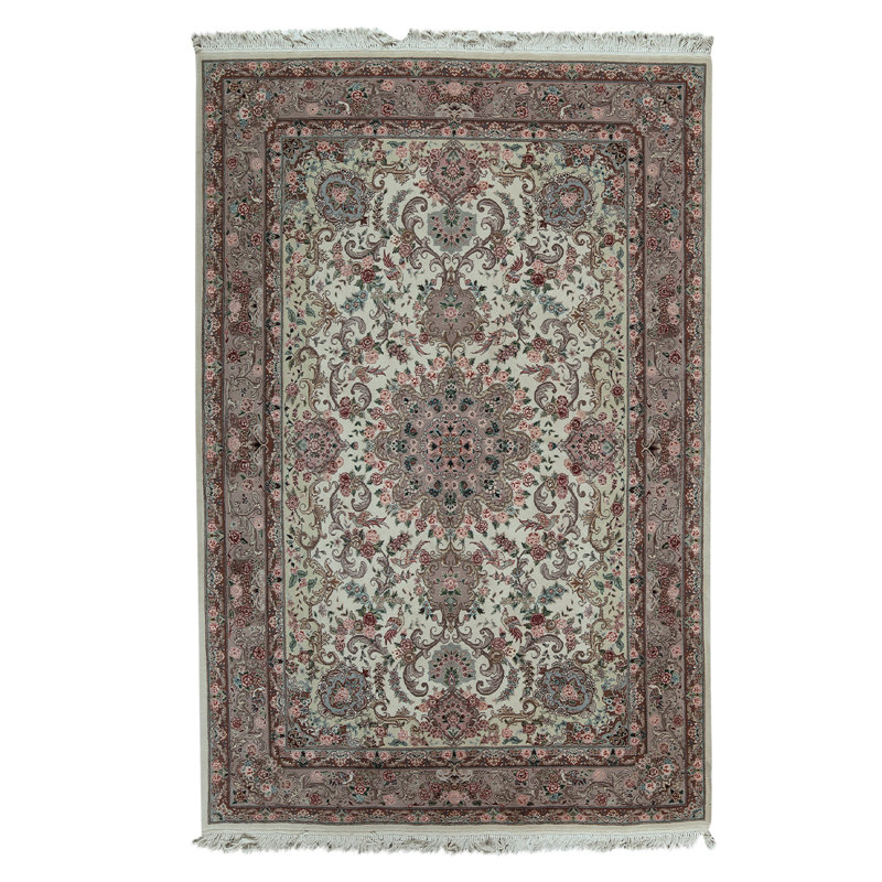 Tapis unique noué à la main beige / brun / gris de haute qualité