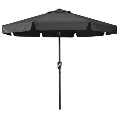 Holmquist Market Umbrella with Scalloped Valance, Tilt and Crank Lift