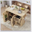 Îlot de cuisine à motif damier tissé 3D 53,2 po avec abattant, îlot de cuisine sur roulettes avec support de rangement interne, prise de courant, chariot de cuisine avec 3 tiroirs et 2 armoires, Nature