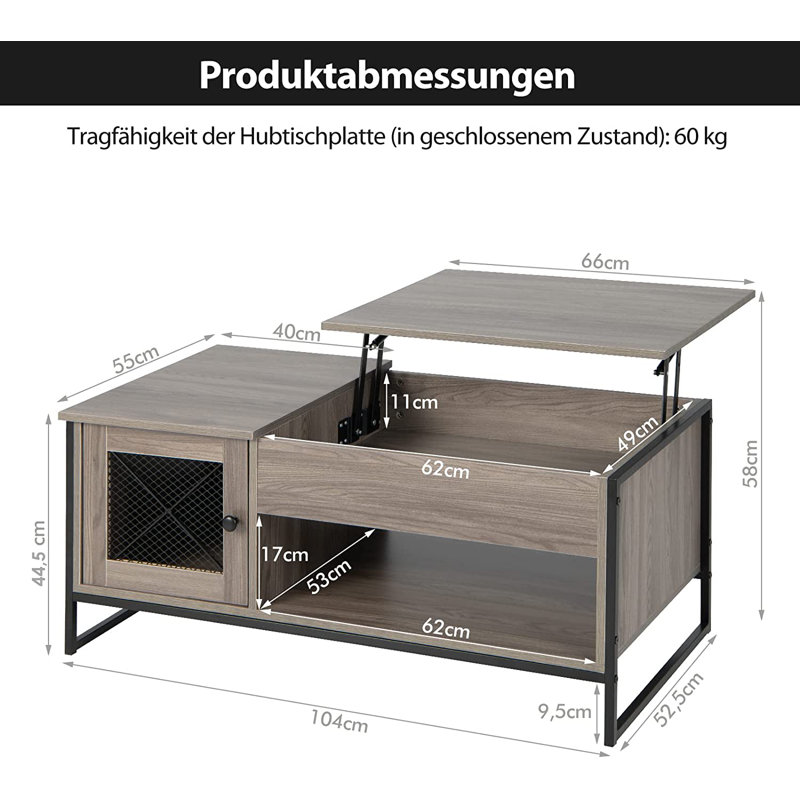 Zale Lift Top Sled Coffee Table with Storage